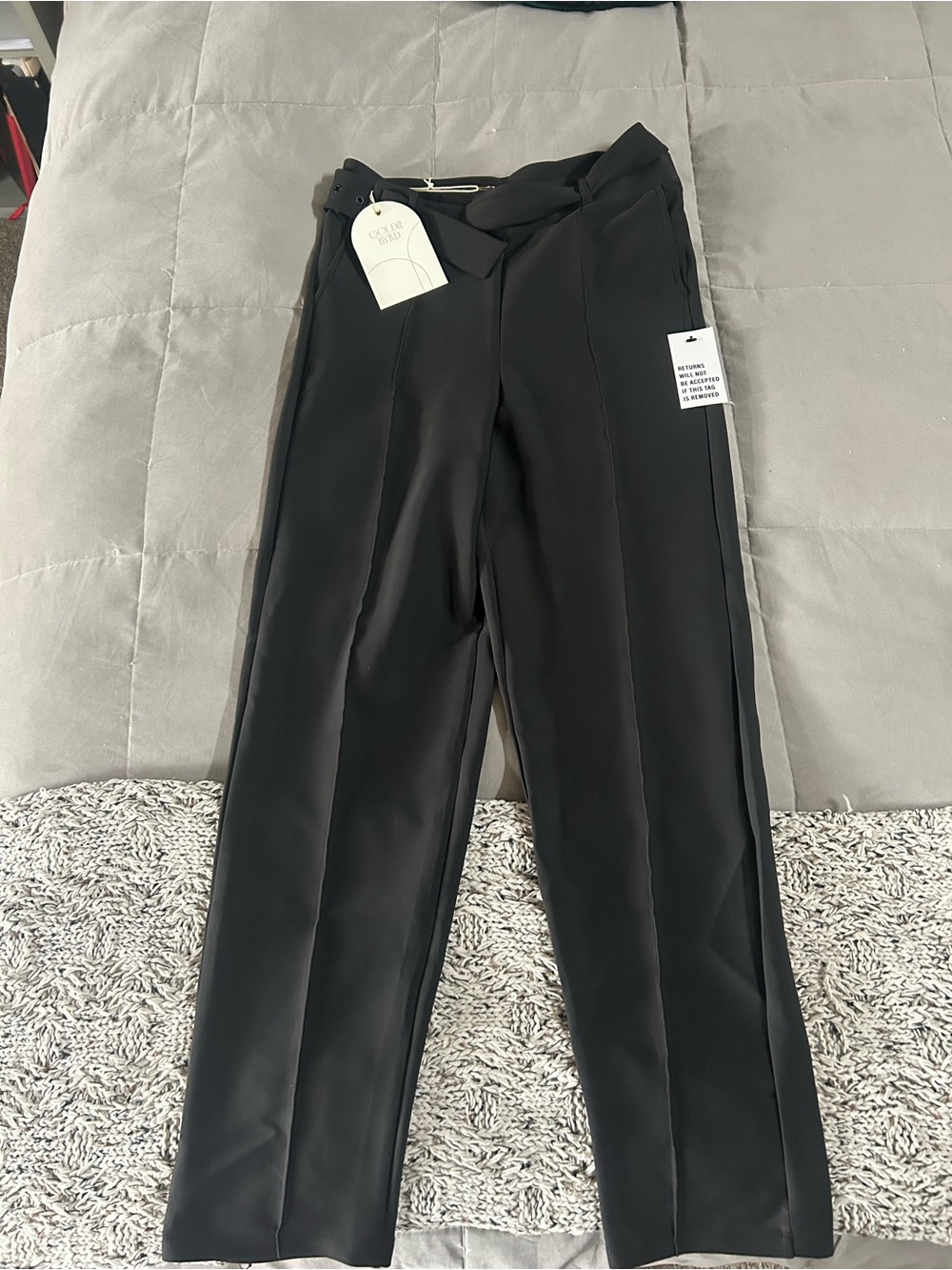 Women's Black Tailored Trousers with Front Crease